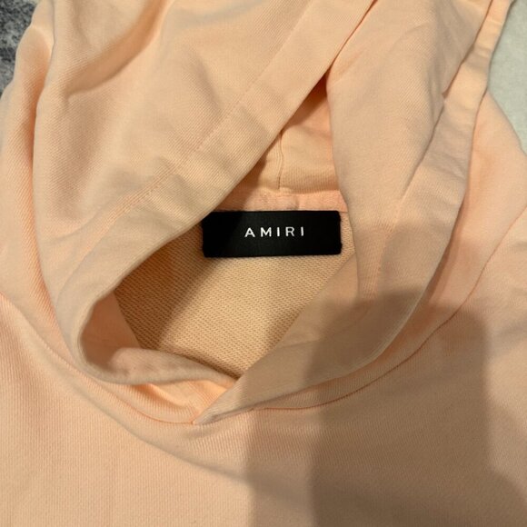 Amiri Pink Ripped Logo Hoodie Pullover Men’s Size Large - Picture 5 of 5